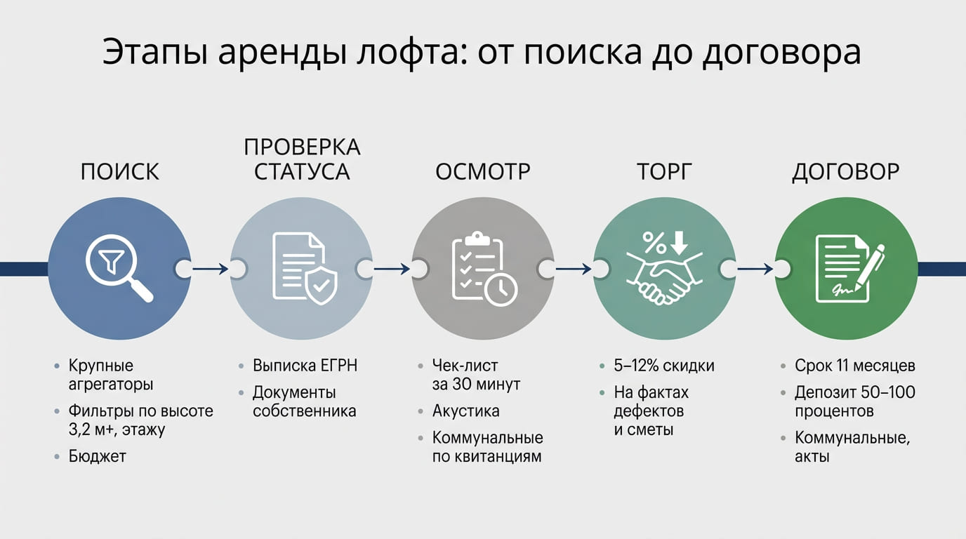 этапы аренды лофта
